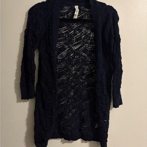 Aeropostale Women's Dark Blue Open-Knit Cardigan